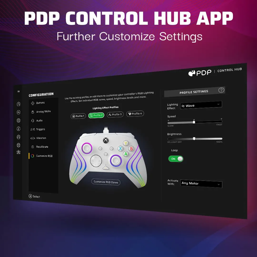 PDP Gaming Afterglow Wave Enhanced Wired Controller for Xbox Series X|S, Xbox One, Windows 10/11 PC, Advanced Programmable Gamepad, Customizable Lighting, Licensed by Microsoft, Companion App: White