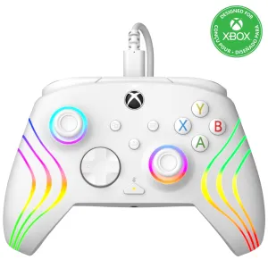 PDP Gaming Afterglow Wave Enhanced Wired Controller for Xbox Series X|S, Xbox One, Windows 10/11 PC, Advanced Programmable Gamepad, Customizable Lighting, Licensed by Microsoft, Companion App: White