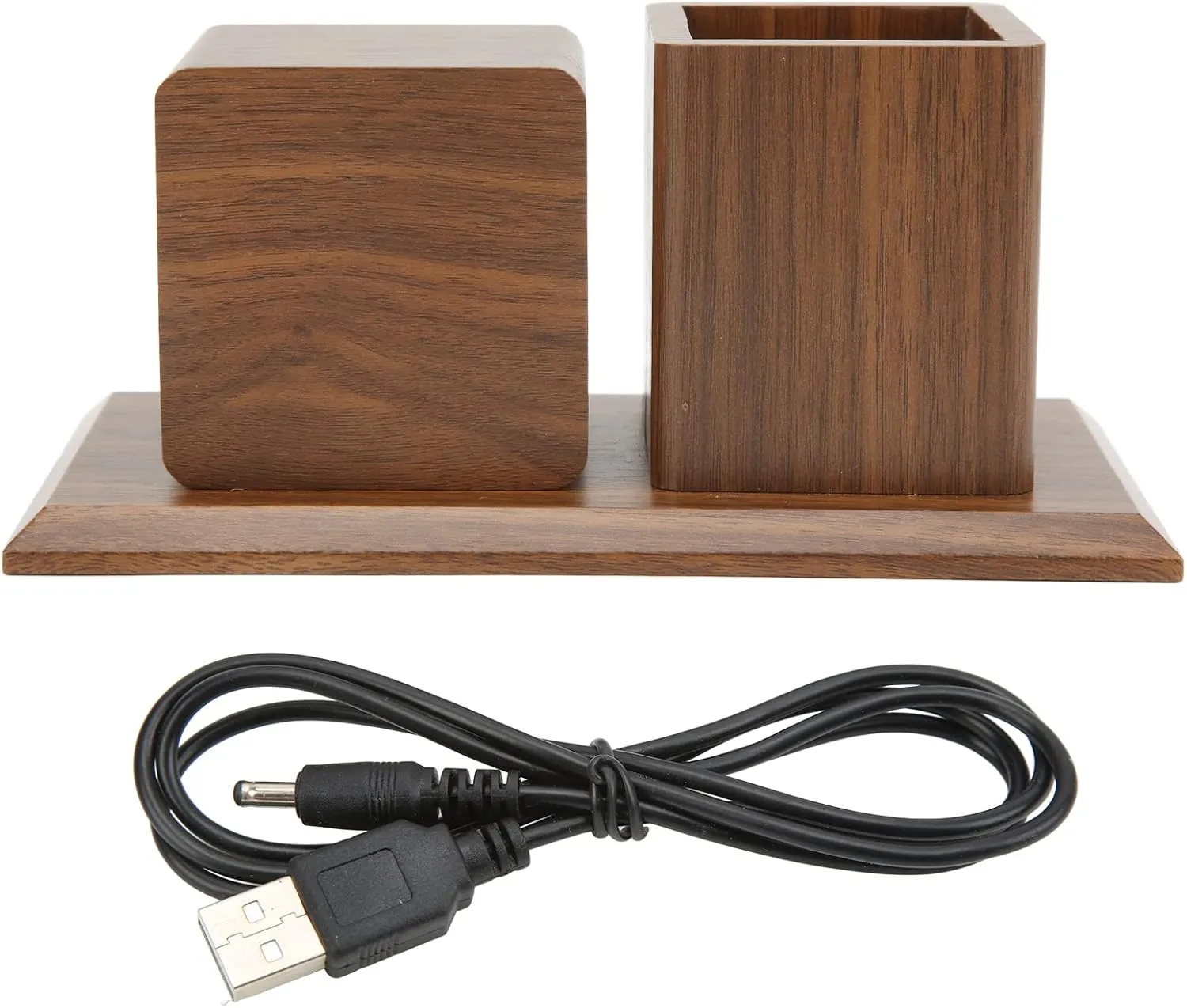 Pen Holder Clock, Pencil Holder Digital Clock Digital Alarm Clock Electronic Desktop Clock Pen Holder with Digital LCD Clock Calendar Timer Temperature Display for Home Office Desktop(Brown)