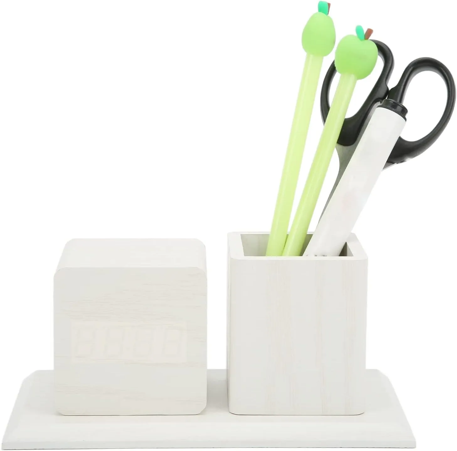 Pen Holder, Innovative Alarm Clock Pen Organizer for Desk, LCD Electronic Clock, Perpetual Calendar Clock, Multifunctional Digital Bedside Clock, Display Temperature Calendar
