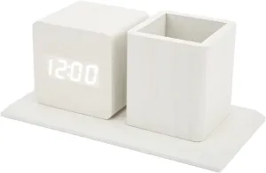 Pen Holder, Innovative Alarm Clock Pen Organizer for Desk, LCD Electronic Clock, Perpetual Calendar Clock, Multifunctional Digital Bedside Clock, Display Temperature Calendar