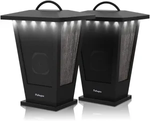 pohopa Bluetooth Speakers Waterproof, 2 Packs True Wireless Stereo Sound 20W Dual Pairing Lantern Indoor Outdoor Speakers with 20 Piece LED Lights, Rich Bass, Pinao Black