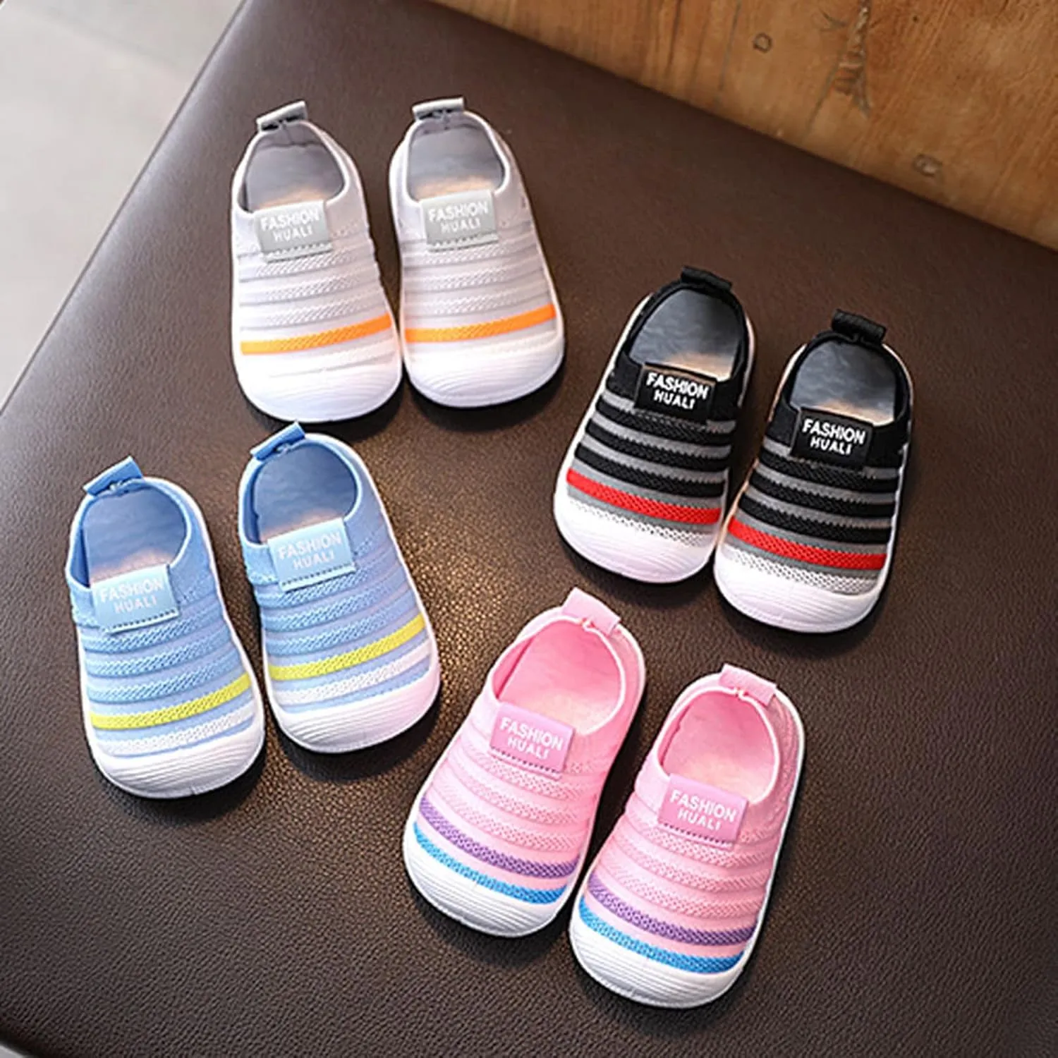 POLG Baby First-Walking Shoes Toddler Infant Boys Girls Soft Sole Non Slip Cotton Mesh Breathable Lightweight TPR Sneakers