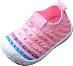 POLG Baby First-Walking Shoes Toddler Infant Boys Girls Soft Sole Non Slip Cotton Mesh Breathable Lightweight TPR Sneakers