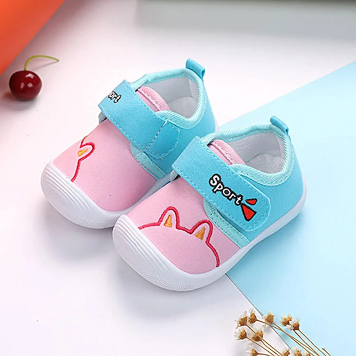 POLG Unisex Baby Boys Girls Sneakers Lightweight Soft Anti-Slip Sole Newborn Infant First Walkers Canvas Shoes 0-24Months