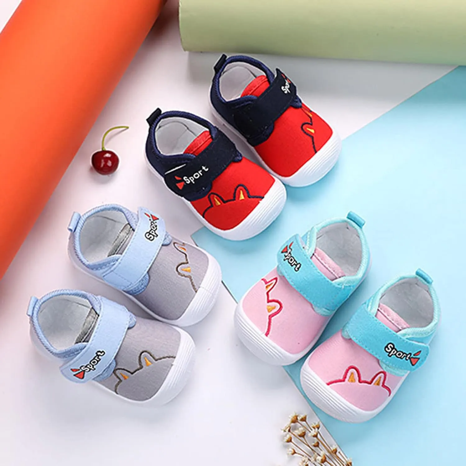 POLG Unisex Baby Boys Girls Sneakers Lightweight Soft Anti-Slip Sole Newborn Infant First Walkers Canvas Shoes 0-24Months