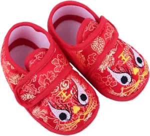 Practical Baby Shoes Cartoon Tiger-Head Breathable Mesh Non-Slip Sole for 0-12 Months Boys and Girls Red