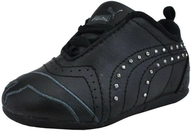 PUMA Shoes Sela Diamond Rhinestone Infant Toddler Black Sneakers (9 M US Toddler)