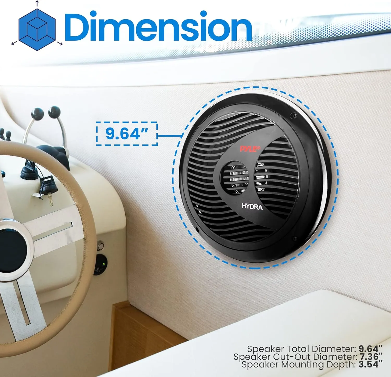 Pyle Marine Speakers, Boat Speakers, Marine Speaker - Dual 180W 4 Ohm, Waterproof, PP Cone, Rubber Surround, 20 Oz Magnet, 1.5" Voice Coil, Includes Speaker Wire & Mounting Hardware
