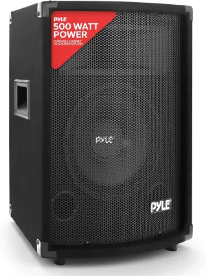 PylePro Passive Cabinet PA Speaker Durable 500 Watt Portable Outdoor Sound System w/ 10" Woofer, 1.5" Kapton VC, 4" x 10" Super Horn for Mids and Highs, Black, One Size (PADH1079)