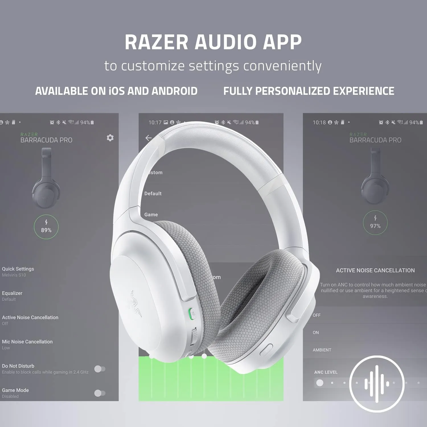 Razer Barracuda Wireless Gaming Headset: 2.4GHz   Bluetooth, Noise-Cancelling Mic, 50mm Drivers, 40Hr Battery - For PC, Playstation, Switch, Android, iOS
