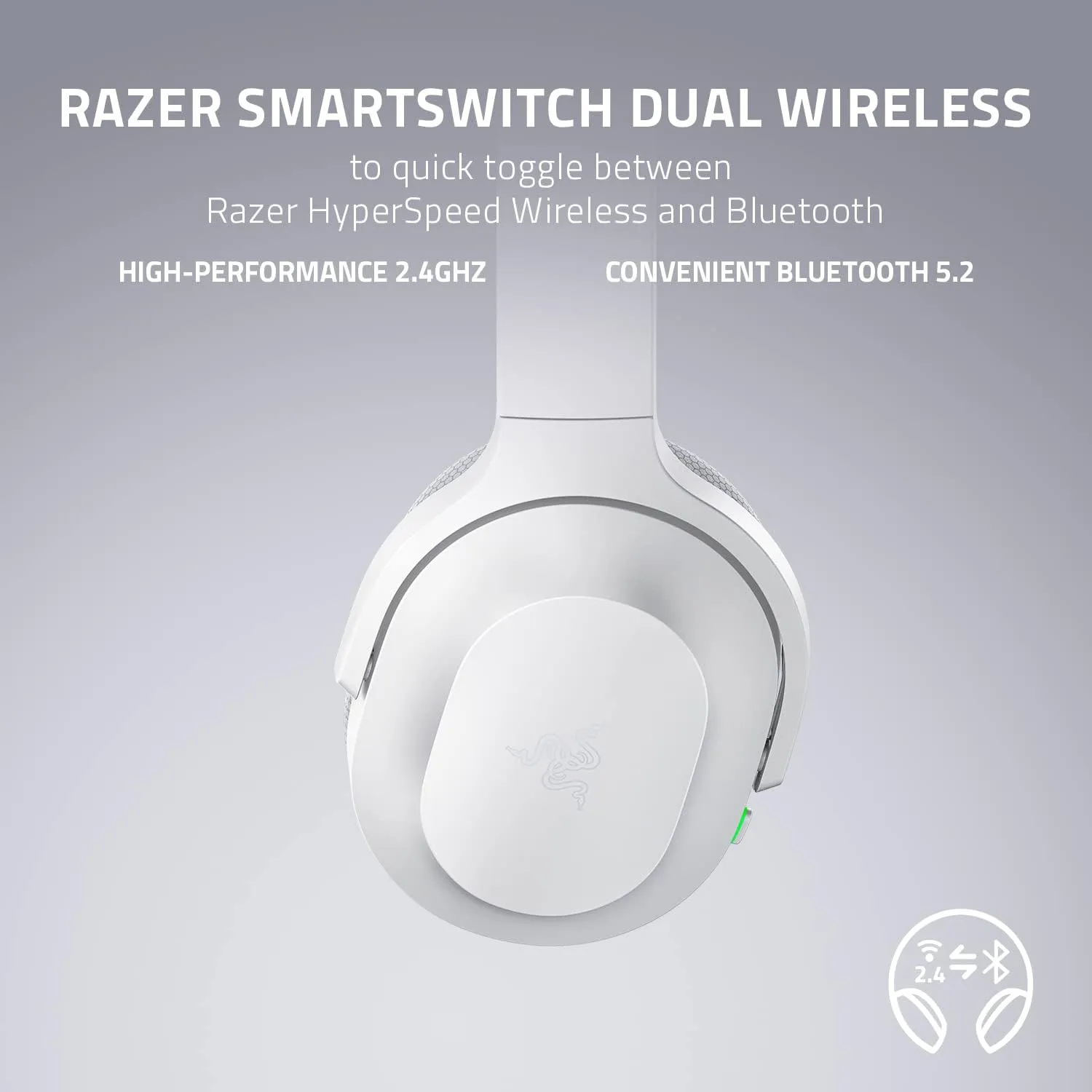 Razer Barracuda Wireless Gaming Headset: 2.4GHz   Bluetooth, Noise-Cancelling Mic, 50mm Drivers, 40Hr Battery - For PC, Playstation, Switch, Android, iOS