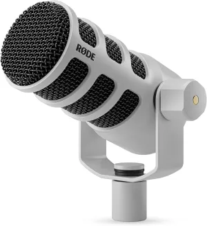 RDE PodMic USB Dynamic Broadcast Microphone with XLR and USB Connectivity for Podcasting, Streaming and Content Creation (White)