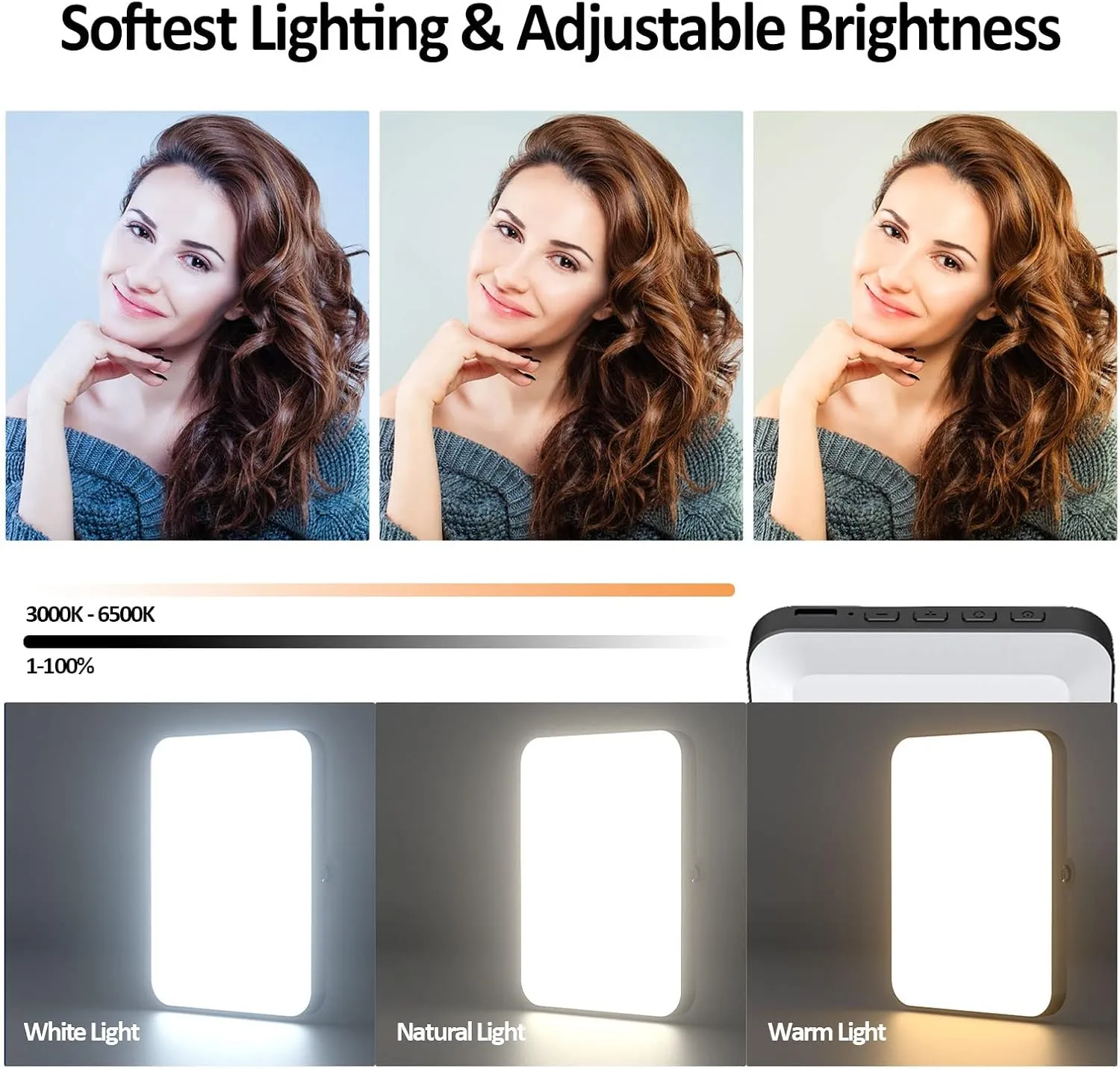 Rechargeable Selfie Light & Phone Light Clip for iPhone - Phone LED Light with Adjustable Brightness, Perfect for Selfies, Makeup, TikTok, Live Streaming & Video Conferencing Black