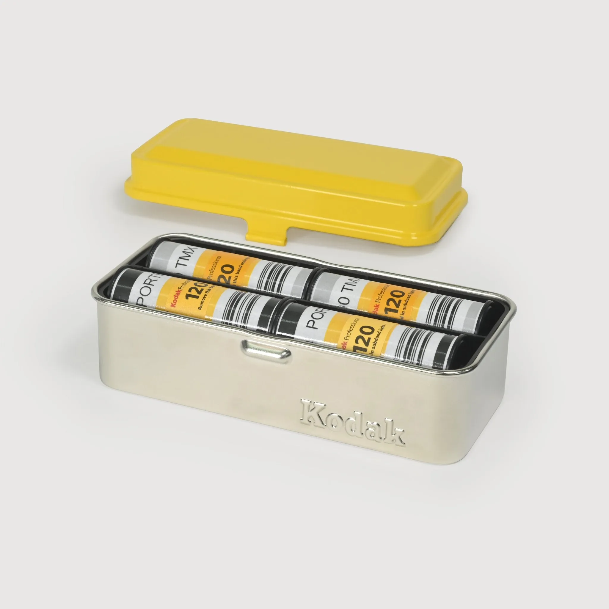 Reto Kodak 120 / 35mm Film Case - Yellow Lid / Silver Body