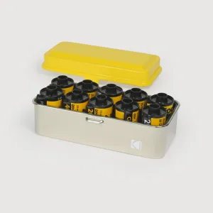 Reto Kodak 120 / 35mm Film Case - Yellow Lid / Silver Body