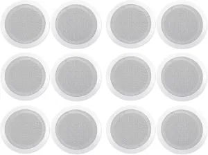 Rockville (12) CC65T White 6.5" Commercial 70v Ceiling Speakers for Restaurant