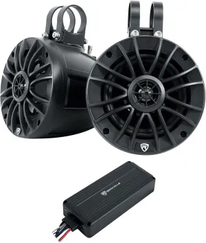 Rockville (2) UT525B 5.25" Tower Speakers Bluetooth Amplifier for ATV/UTV/RZR