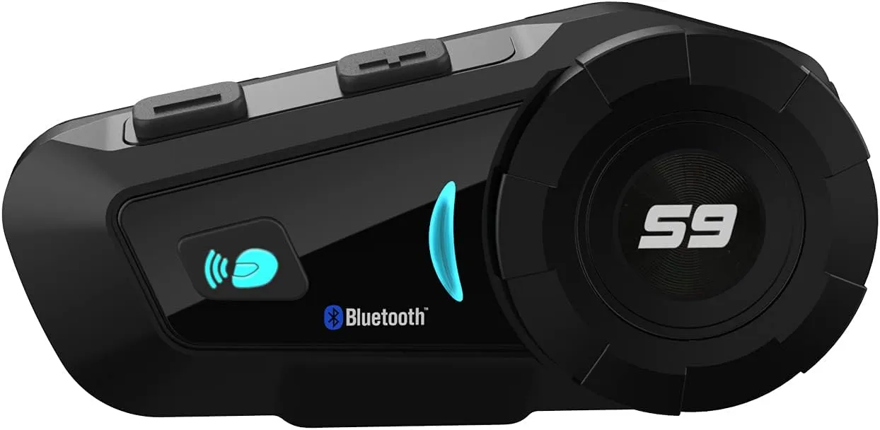 S-9 Motorcycle Helmet Bluetooth Headset 6 Riders Intercom, Bluetooth Motorcycle Headset with CVC Noise Cancellation, IP65 Waterproof/Handsfree/Voice Control