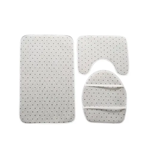 Set of 3pcs Plush Bathroom Bath Mat Anti Slip, Light Pink Color.