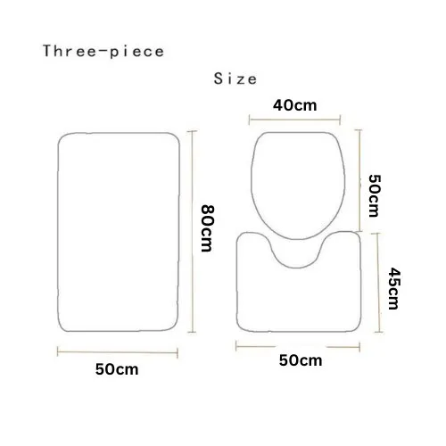 Set of 3pcs Plush Bathroom Bath Mat, Coral Color, Anti Slip Toilet Rugs and Toilet Lid Cover.