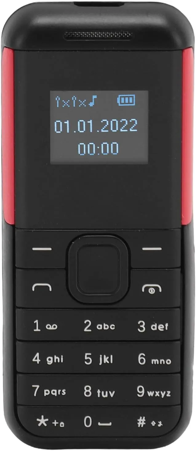 Small Mini Phone, 2G GSM Dual SIM Unlocked Smartphone, 0.66inch Screen 380mah Kids Small Smartphone, Bluetooth Sound Player Basic Phone (Black Red)