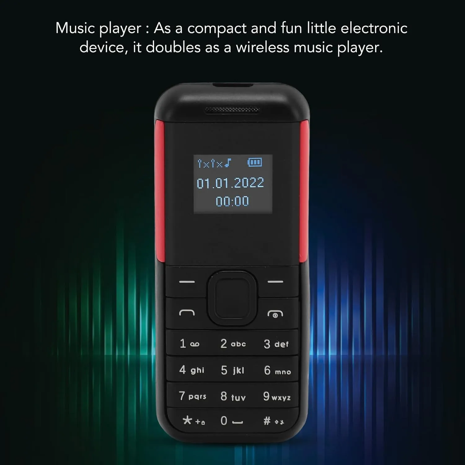 Small Mini Phone, 2G GSM Dual SIM Unlocked Smartphone, 0.66inch Screen 380mah Kids Small Smartphone, Bluetooth Sound Player Basic Phone (Black Red)