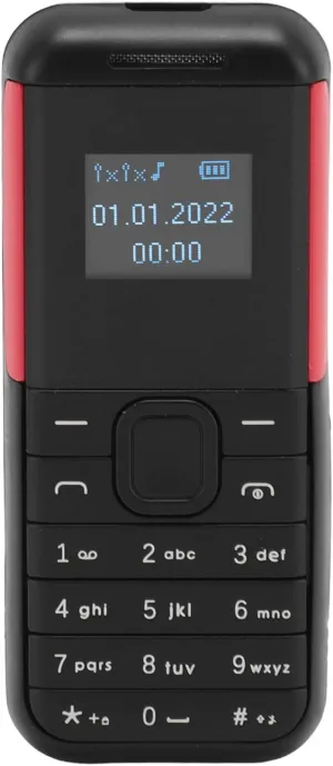 Small Mini Phone, 2G GSM Dual SIM Unlocked Smartphone, 0.66inch Screen 380mah Kids Small Smartphone, Bluetooth Sound Player Basic Phone (Black Red)