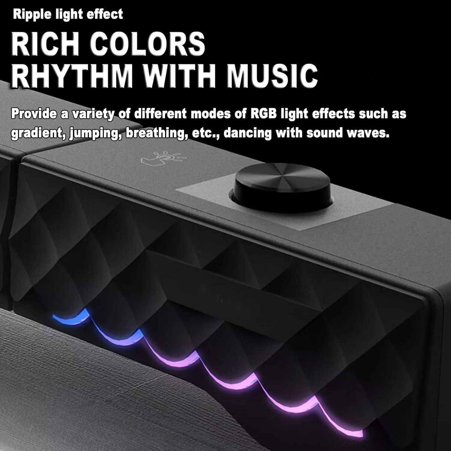 Split Desktop Speakers, Touch Lights PC Stereo Speakers, Dual-Form Design, RGB Dynamic Light, 50mm Full-Range Speaker, Support AUX3.5 Input, for Computer Laptop Monitor