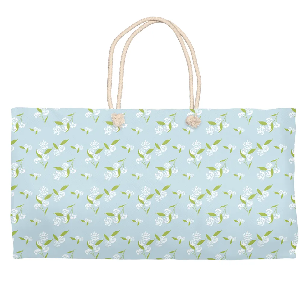 Spring Florals Blue Weekender Tote w/ Stripe