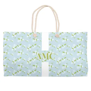 Spring Florals Blue Weekender Tote w/ Stripe
