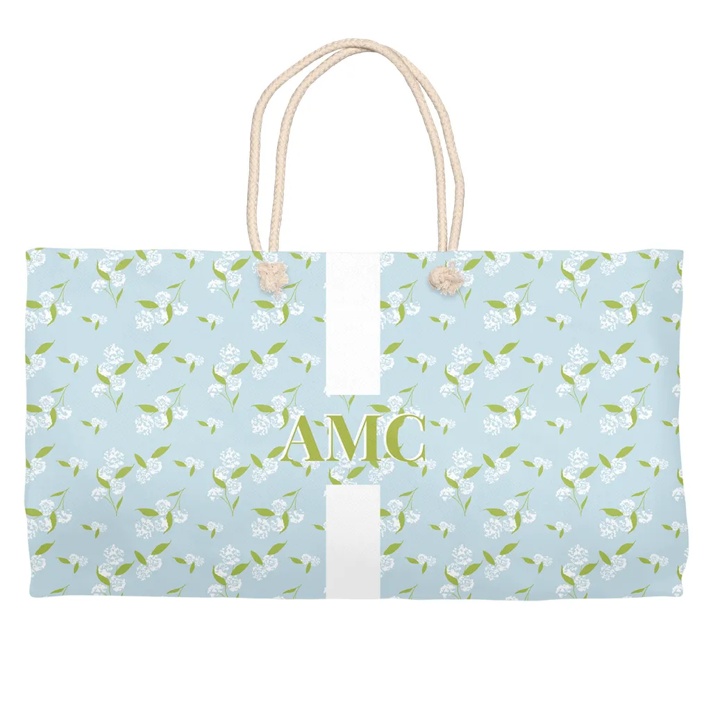 Spring Florals Blue Weekender Tote w/ Stripe