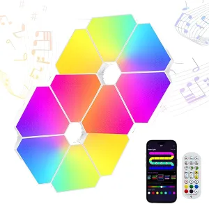STONEBROOK Smart RGBIC Triangle LED Light Panels for Gaming Setup, Wi-Fi & App Control, Music Sync, Smart led Wall Lights,Alexa & Google Assistant Compatible for Gaming & Home Decor (10 Packs)