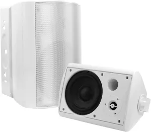 STUDIOFINIX 6.5 Inches Indoor Outdoor Bluetooth Speakers Waterproof Wired Wall Mount Active Speakers 400 Watt for Patio Garage,Deck,Backyard (White)