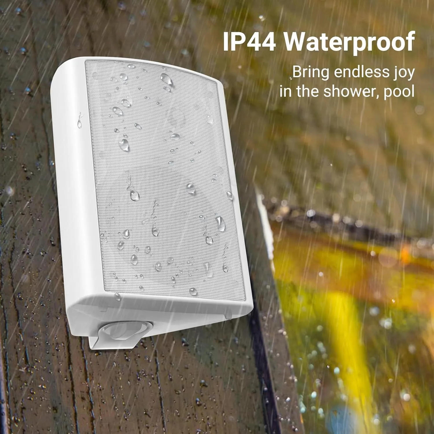 STUDIOFINIX 6.5 Inches Indoor Outdoor Bluetooth Speakers Waterproof Wired Wall Mount Active Speakers 400 Watt for Patio Garage,Deck,Backyard (White)
