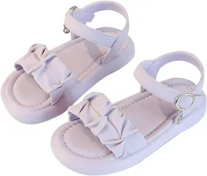 Summer New Solid Rubber Soft Sole Metal Buckle Children's Fashion Casual Flat Bottom Girls Sandals Size 3 Big Girls