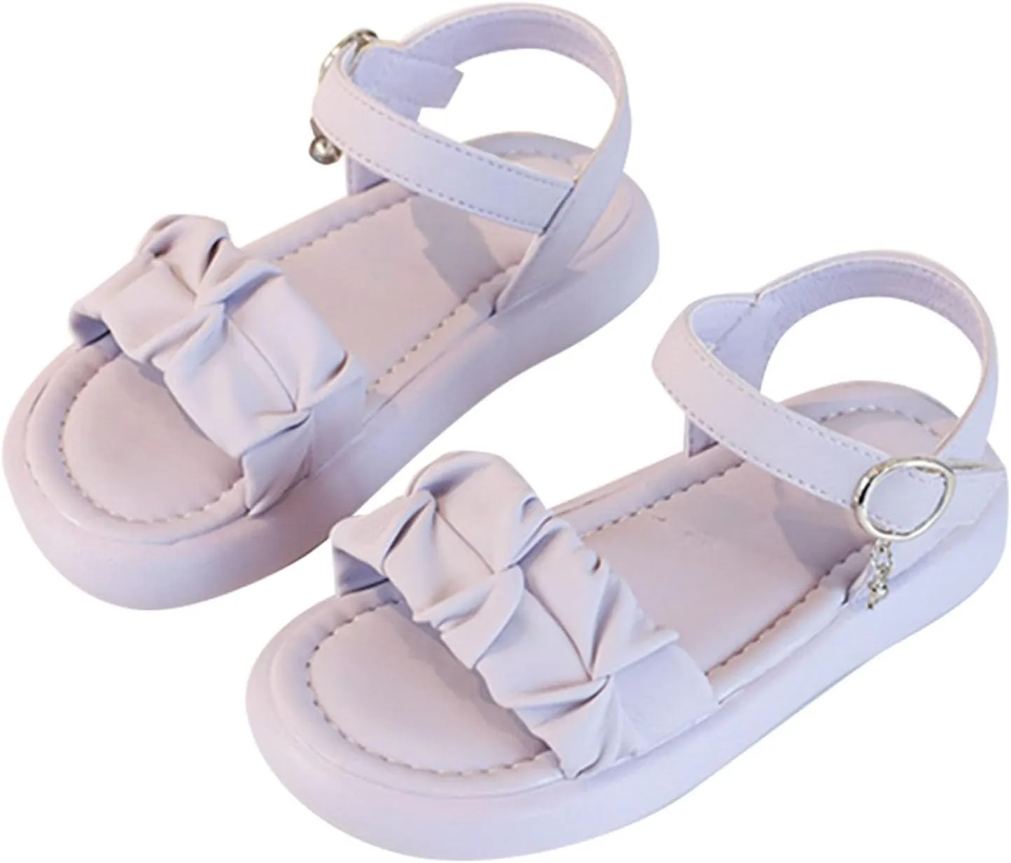 Summer New Solid Rubber Soft Sole Metal Buckle Children's Fashion Casual Flat Bottom Girls Sandals Size 3 Big Girls