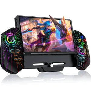 Switch Controllers for Nintendo Switch/OLED, Hall Effect One-Piece Joypad Controller for Switch Pro Handheld Mode, Full-Size Grip Wired Switch Replacement Controller with Adjustable Turbo&Motor