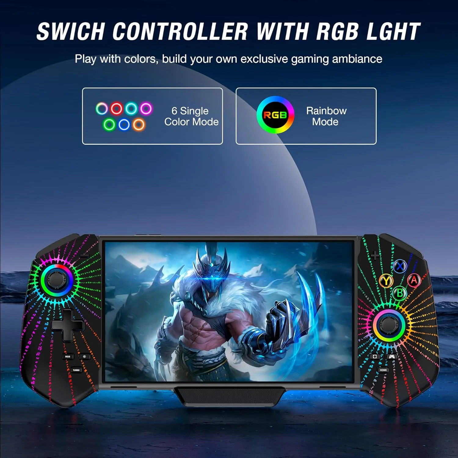 Switch Controllers for Nintendo Switch/OLED, Hall Effect One-Piece Joypad Controller for Switch Pro Handheld Mode, Full-Size Grip Wired Switch Replacement Controller with Adjustable Turbo&Motor