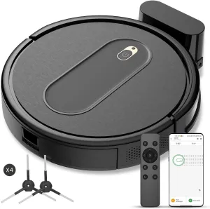 T6 Robot Vacuum, 100 Mins Runtime, Slim, Quiet, Automatic Robotic Vacuum Cleaner, Self-Charging, Schedule Setting, Remote/App/Voice Control, Ideal for Hard Floor and Low Pile Carpet