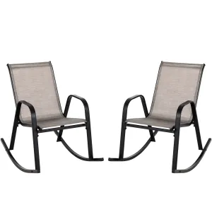 Tangkula Patio Rocking Chair Set of 2/4, Outdoor Ergonomic Rockers with Breathable Fabric Seat