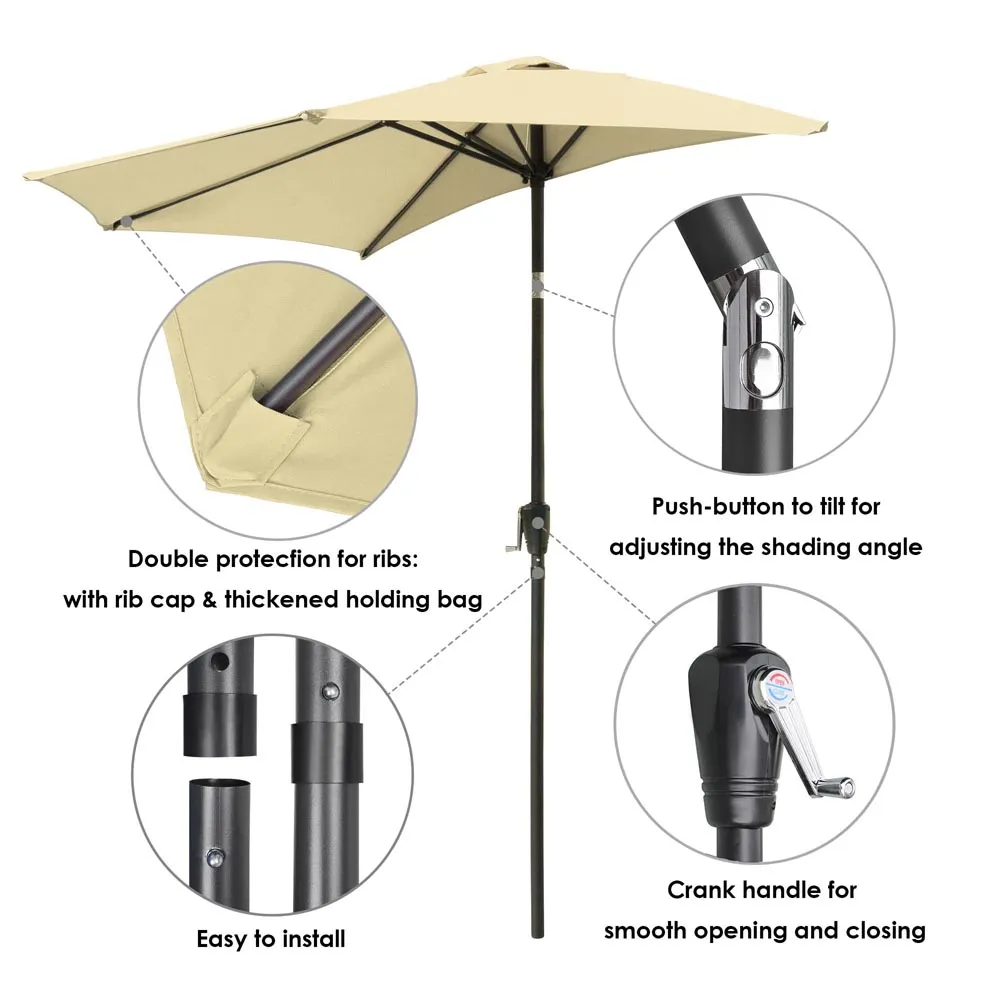 TheLAShop 10 ft Patio Half Umbrella Off The Wall Tilt