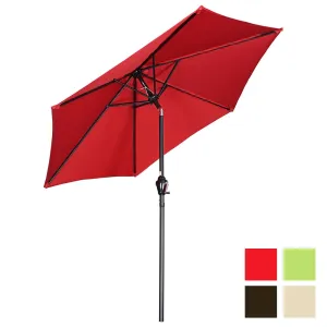 TheLAShop 7.5' 6-Rib Tilt Patio Umbrella Outdoor Umbrella Crank Lift