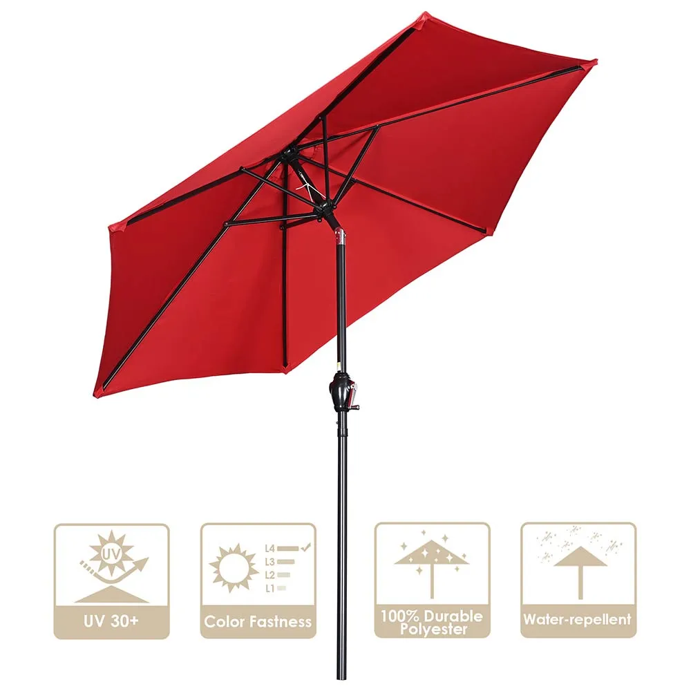 TheLAShop 7.5' 6-Rib Tilt Patio Umbrella Outdoor Umbrella Crank Lift