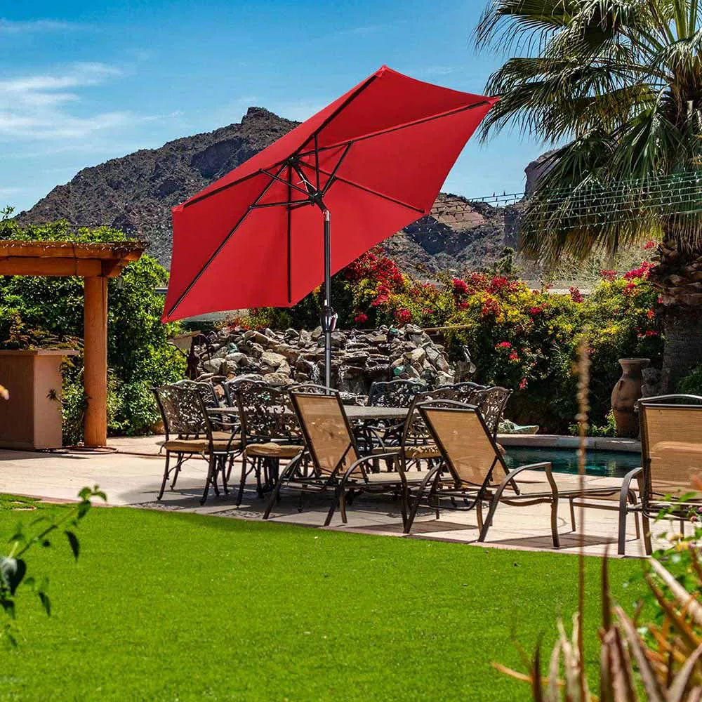 TheLAShop 7.5' 6-Rib Tilt Patio Umbrella Outdoor Umbrella Crank Lift