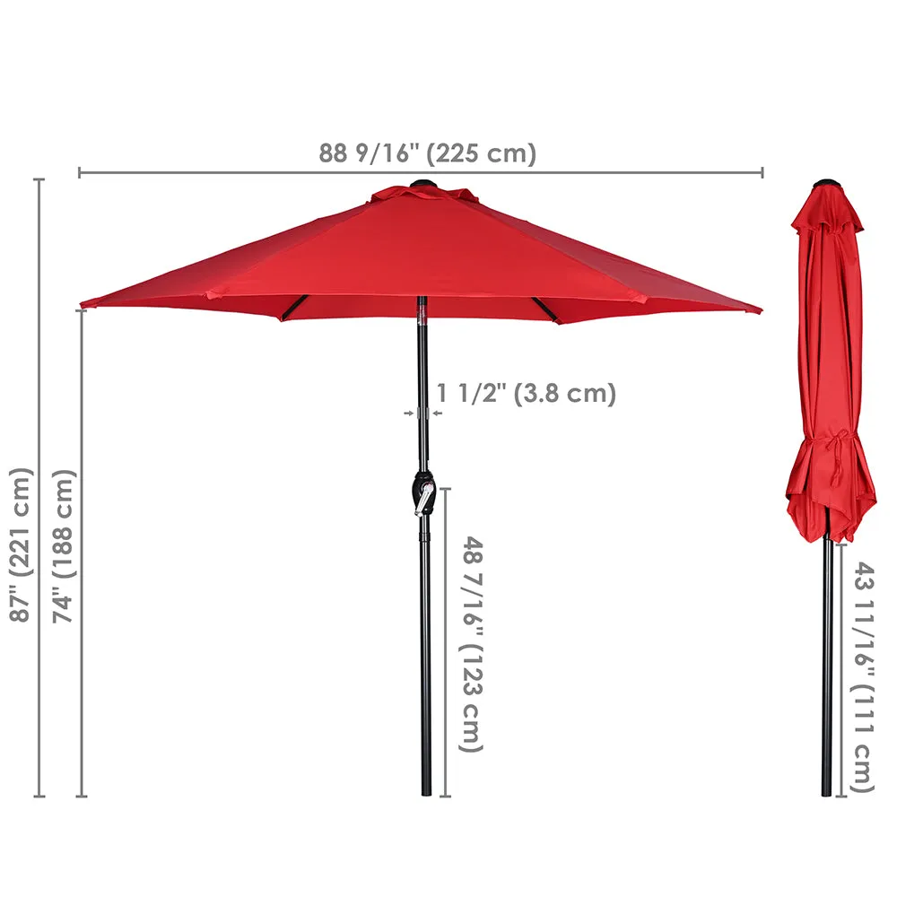 TheLAShop 7.5' 6-Rib Tilt Patio Umbrella Outdoor Umbrella Crank Lift