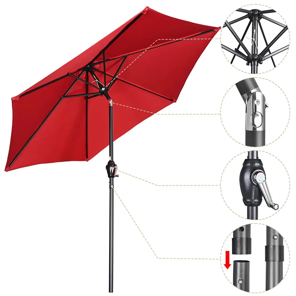 TheLAShop 7.5' 6-Rib Tilt Patio Umbrella Outdoor Umbrella Crank Lift