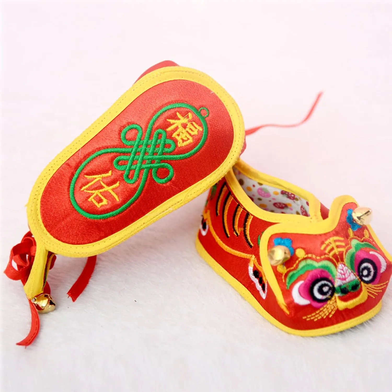 Tiger Style Shoes Mary Jane Shoes for 0-6 Month Chinese Style Handmade Baby Toddler Shoes Celebration Full Month