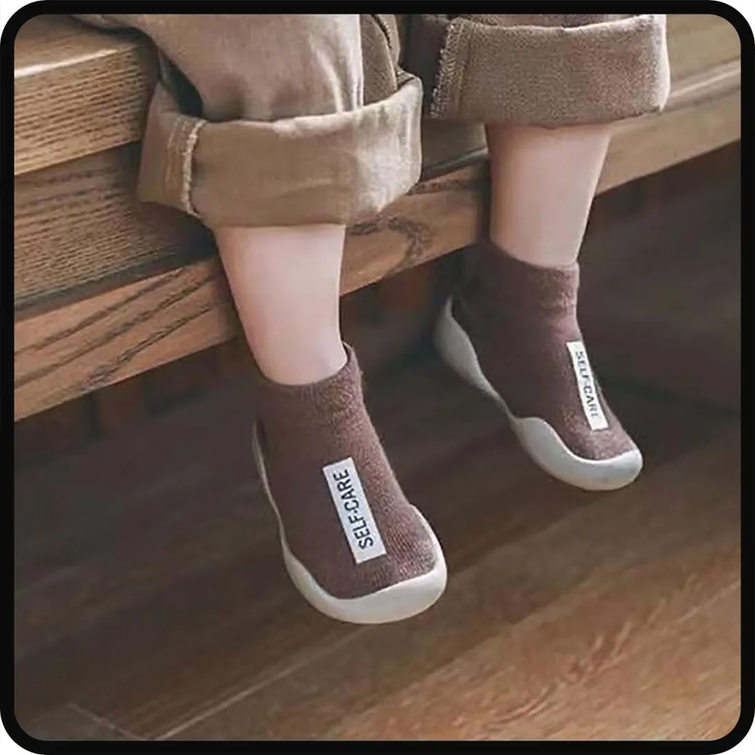 Tiny Explorings Baby Walking Shoes, Toddler Non-Slip Breathable Warm Elastic Sock Shoes for Baby Boy Girl 6-24 Months (Black, 18-24 Months Infant)