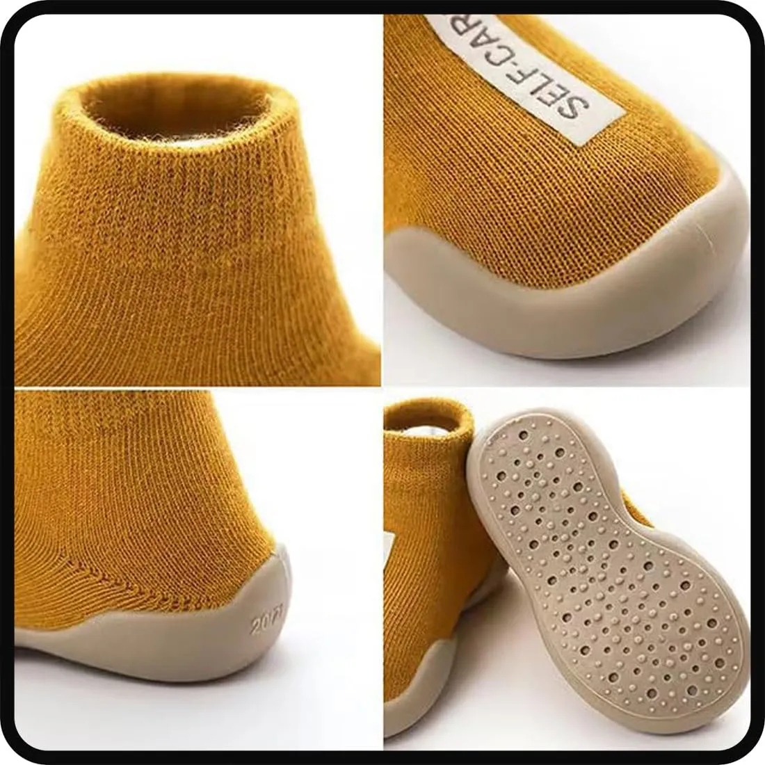 Tiny Explorings Baby Walking Shoes, Toddler Non-Slip Breathable Warm Elastic Sock Shoes for Baby Boy Girl 6-24 Months (Black, 18-24 Months Infant)